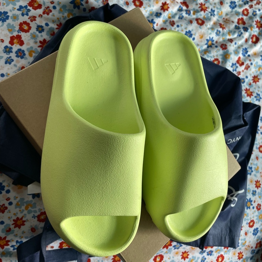Yeezy slides glow green